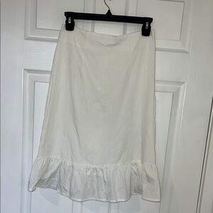White Ruffle Hem Midi Skirt
